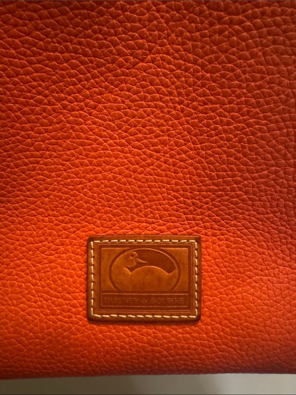 Dooney & Bourke Orange Pebbled Leather Crossbody with Logo Patch